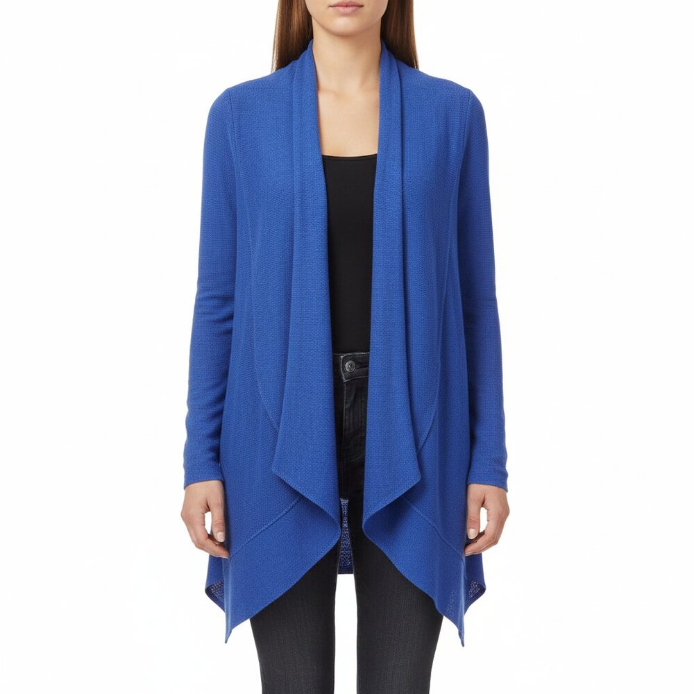Eileen Fisher Blue Open Front Knit Cardigan Cotton Linen‎ Blend – Size XL
